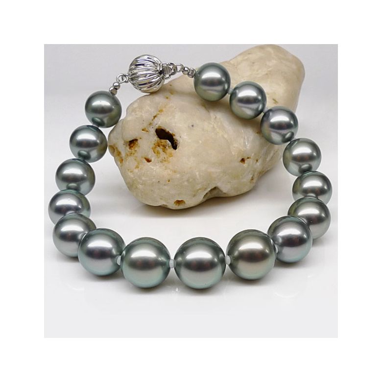 Braccialetto Puka Puka - Perle Coltivate Grigie di Tahiti - 2
