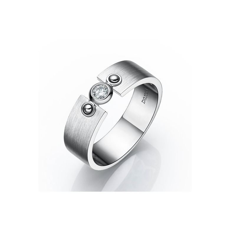 Anello Uomo - Oro bianco 6.76gr - Diamante 0.102ct - 1