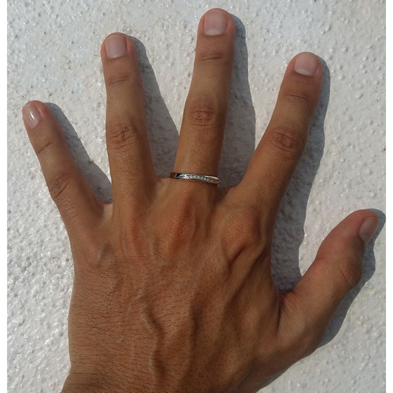 Fede Nuziale Dean per Uomo - Oro Bianco e Diamanti - 2