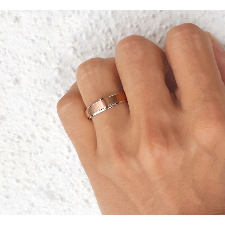 Anello da Uomo Montserrat - Oro Rosa/Bianco e Diamante - 2