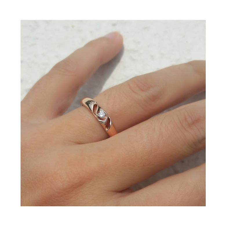 Fede Nuziale da Donna Glenda - Oro Rosa, Diamante - 4