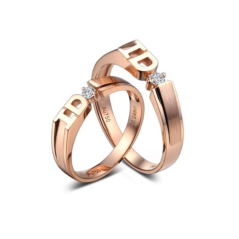 Fede Nuziale I Do - Anello Da Uomo in Oro Rosa e Diamante - 2