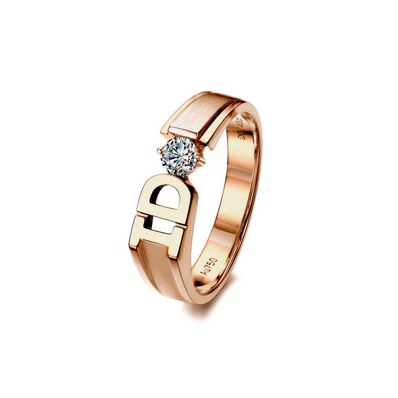 Fede Nuziale I Do - Anello Da Uomo in Oro Rosa e Diamante - 1