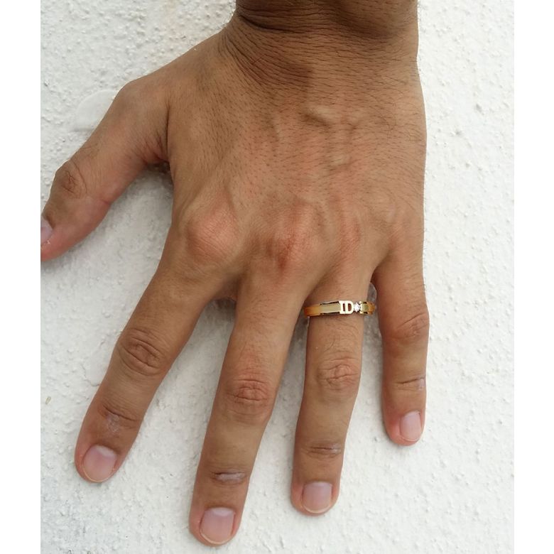 Fede Nuziale I Do - Anello Da Uomo in Oro Rosa e Diamante - 3