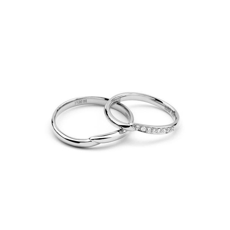 Coppia di Fedi Nuziali Dimitri & Viona - Platino & Diamanti - 2