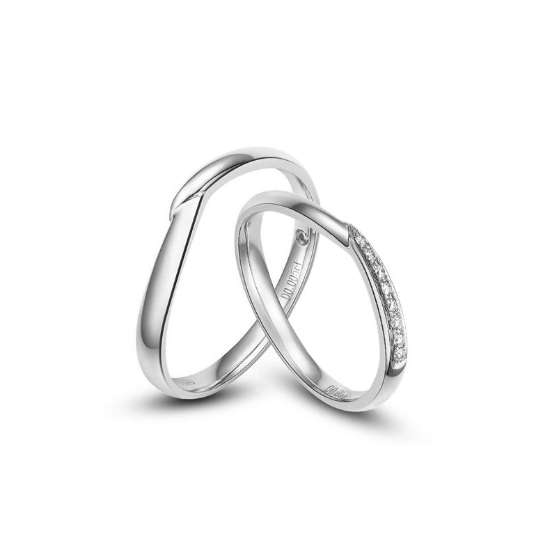 Coppia di Fedi Nuziali Dimitri & Viona - Platino & Diamanti - 1