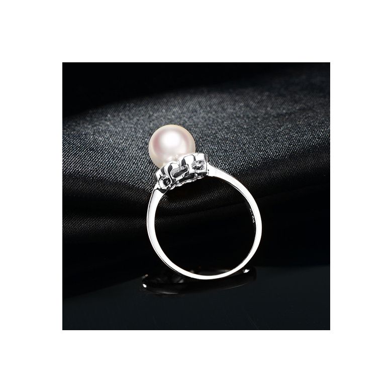 Anello Fiore - Oro Bianco e Perla Akoya - 5