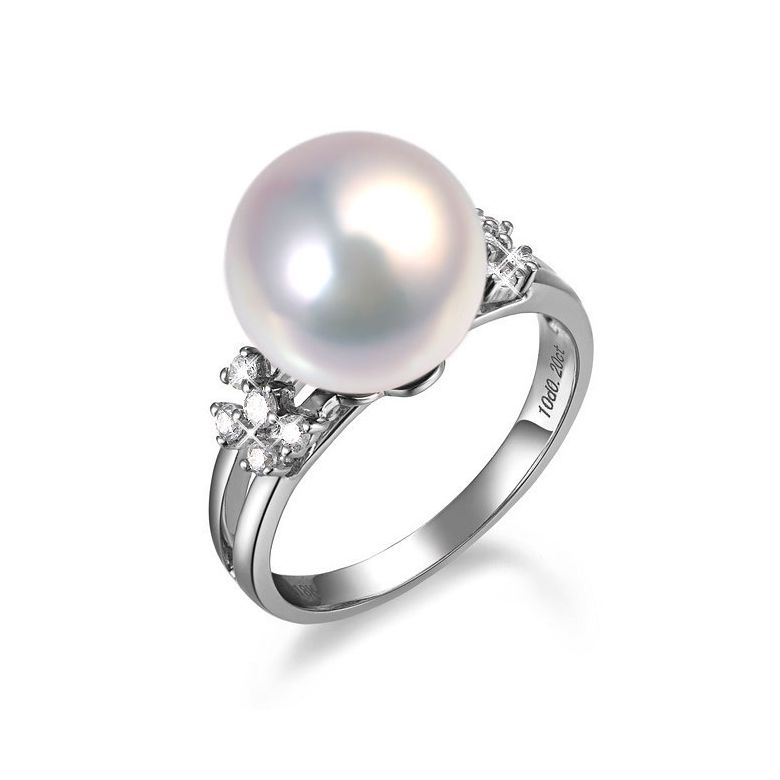 Anello Alexandrie - Oro Bianco, Perla d'Acqua Dolce - 1