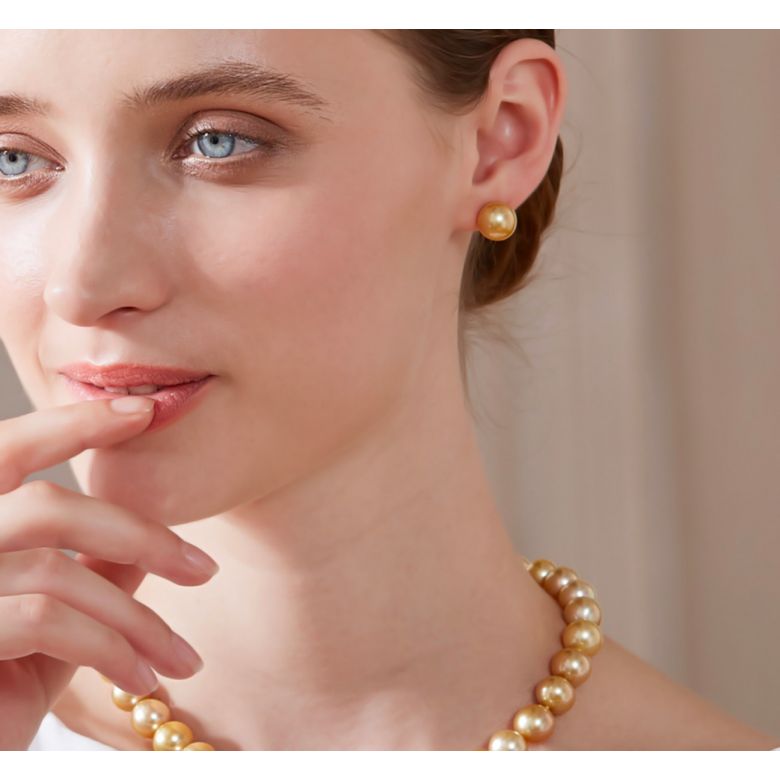 Orecchini A Lobo Edward - Perni in Oro Giallo e Perle Gold - 5