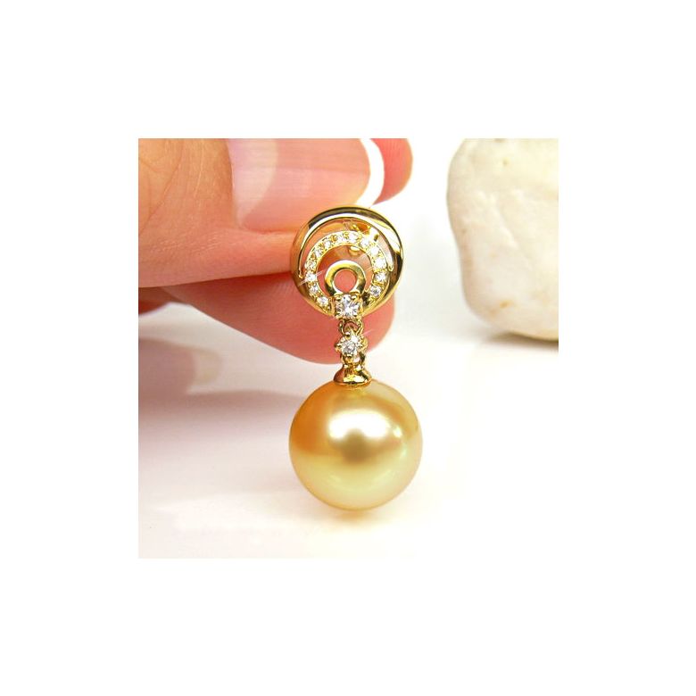 Orecchini Hamilton - Perle Filippine Dorate e Oro Giallo - 3