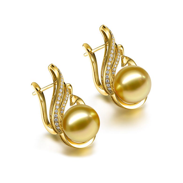 Orecchini Paons - Oro Giallo e Perle dei Mari del Sud Gold - 2