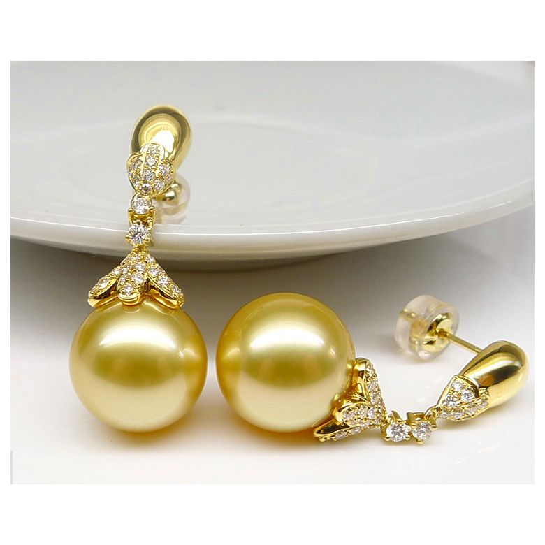 Orecchini Classici - Oro Giallo e Perle dei Mari del Sud - 5