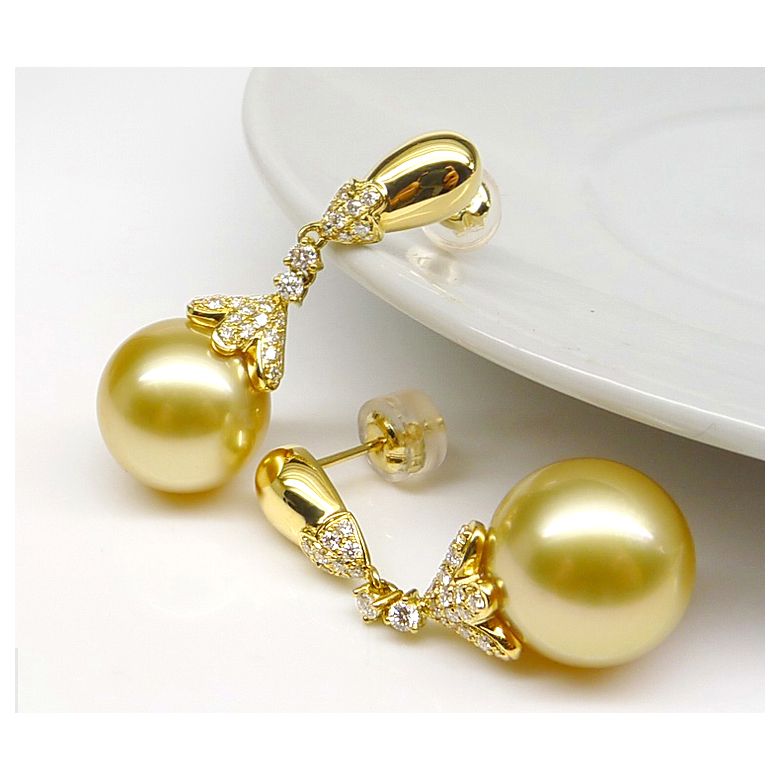 Orecchini Classici - Oro Giallo e Perle dei Mari del Sud - 6
