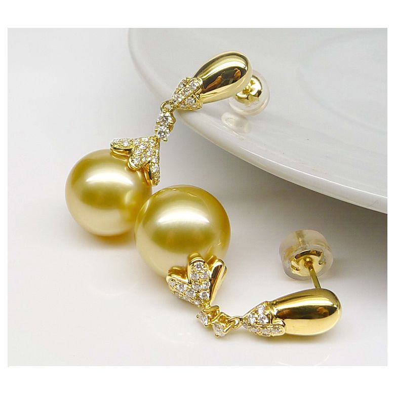 Orecchini Classici - Oro Giallo e Perle dei Mari del Sud - 4