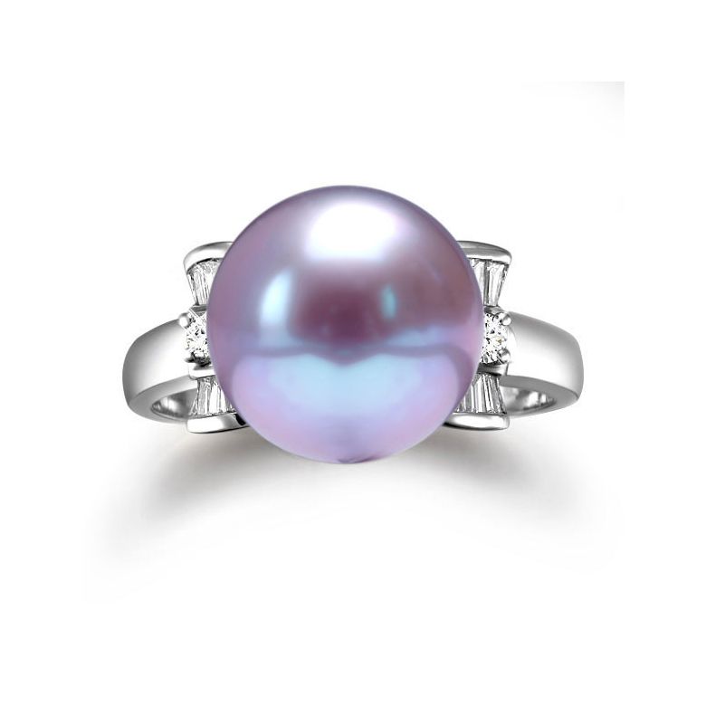 Anello Nodo Farfalla - Oro Bianco, Perla d'Acqua Dolce Bianca - 10