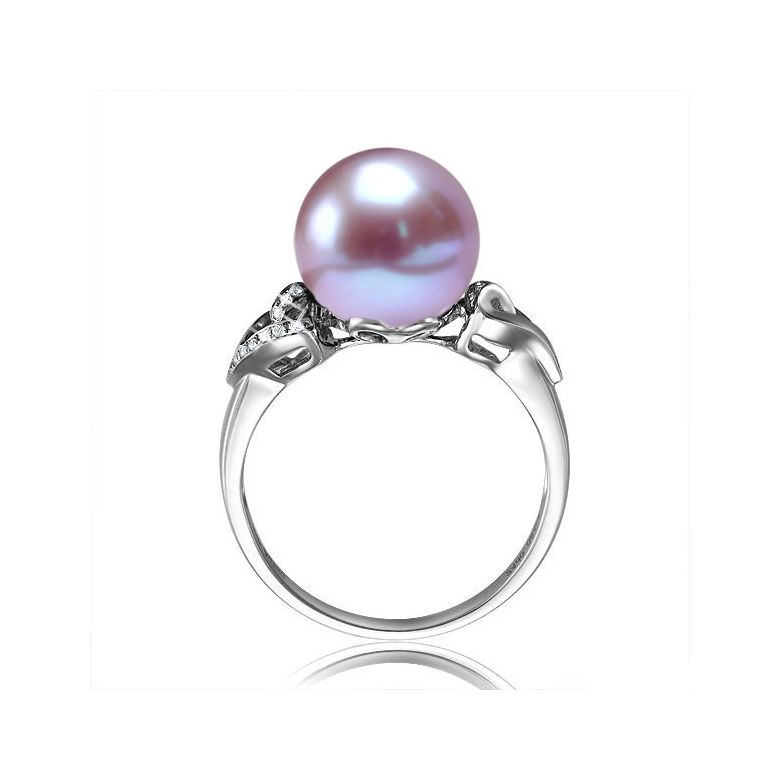 Anello Coeur de Perle - Oro Bianco, Perla d'Acqua Dolce Lavanda - 4