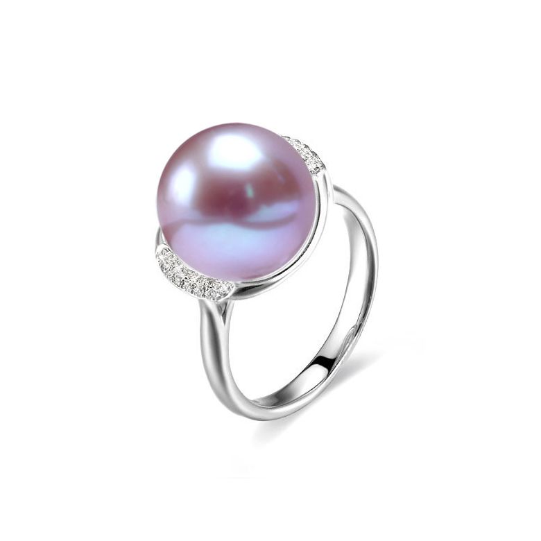 Anello Circulaire - Oro Bianco, Perla d'Acqua Dolce Lavanda - 1