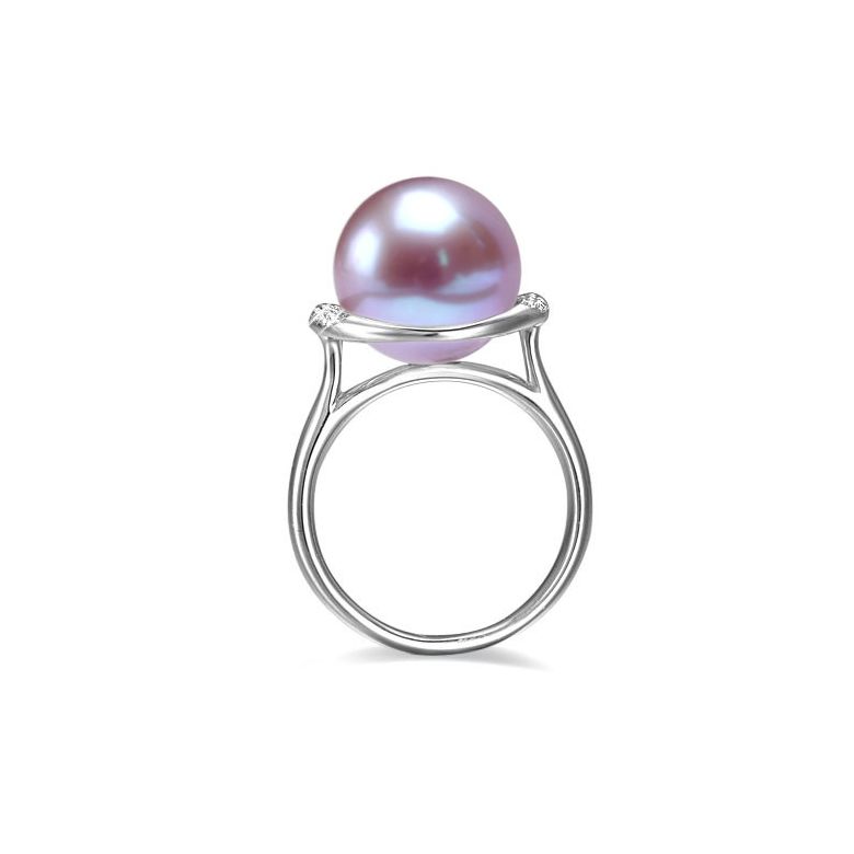 Anello Circulaire - Oro Bianco, Perla d'Acqua Dolce Lavanda - 3