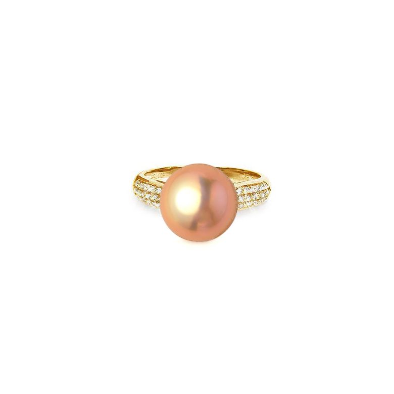 Anello Cyrène - Oro Giallo, Perla d'Acqua Dolce Rosa - 1