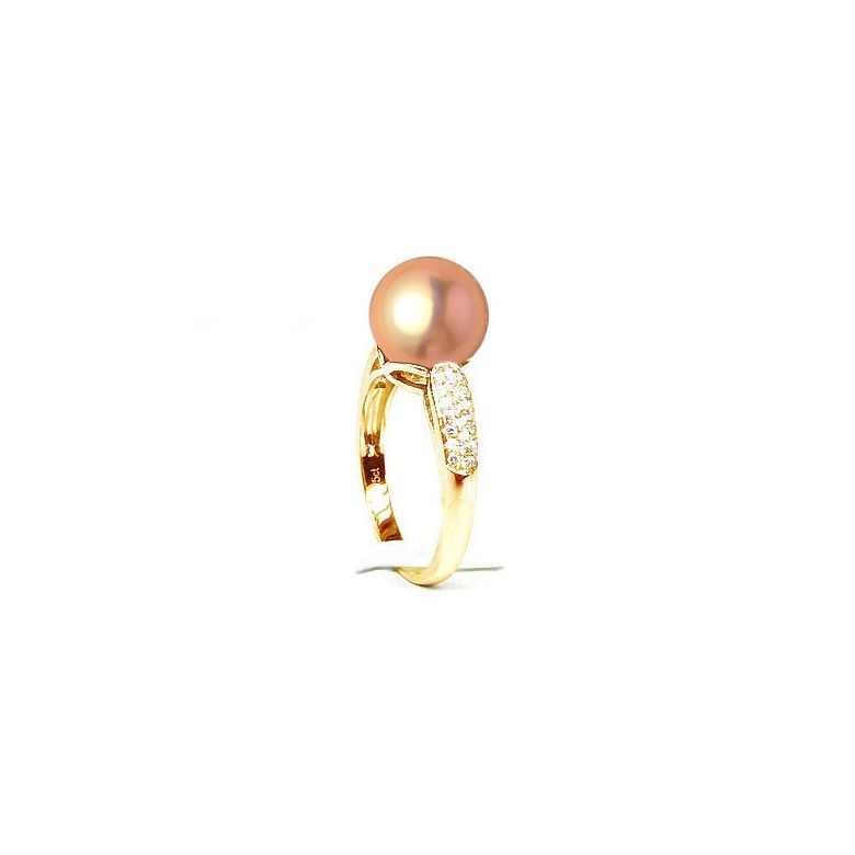 Anello Cyrène - Oro Giallo, Perla d'Acqua Dolce Rosa - 3