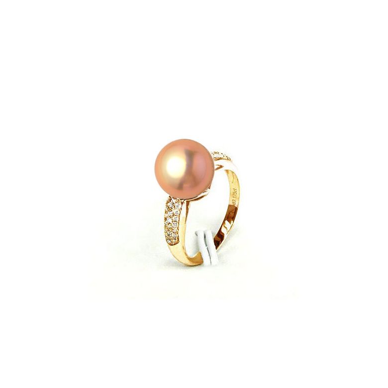 Anello Cyrène - Oro Giallo, Perla d'Acqua Dolce Rosa - 2