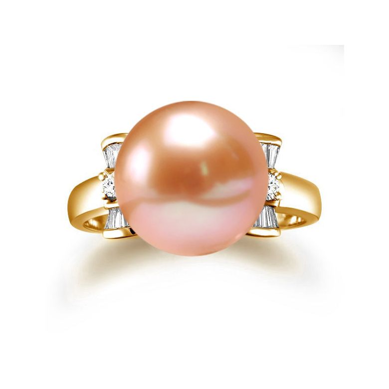 Anello Nodo Farfalla - Oro Giallo, Perla d'Acqua Dolce Rosa - 2