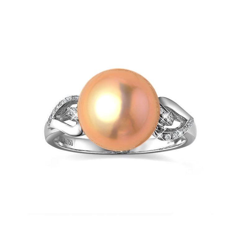 Anello Coeur de Perle - Oro Bianco, Perla d'Acqua Dolce Rosa - 2