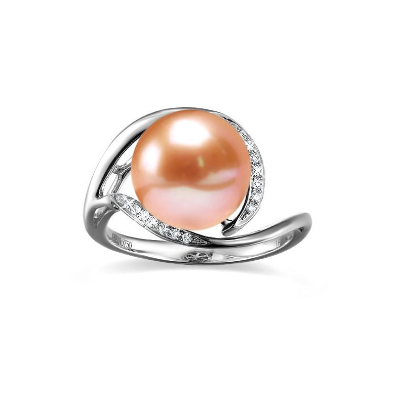 Anello Antalya - Oro Bianco, Perla d'Acqua Dolce Rosa - 2