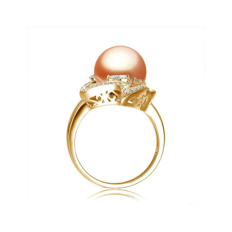 Anello Végétale - Oro Giallo, Perla d'Acqua Dolce Rosa - 3
