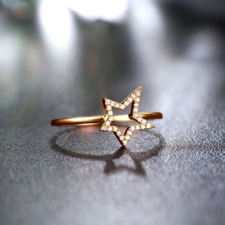 Anello Stellare - Oro Giallo & Diamanti - 6