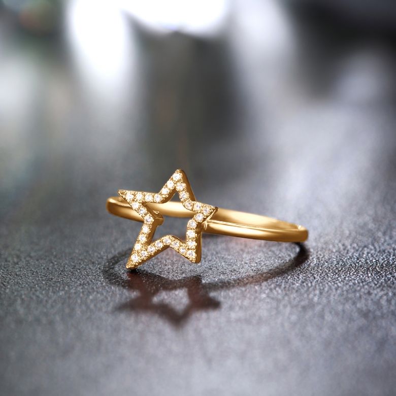 Anello Stellare - Oro Giallo & Diamanti - 4