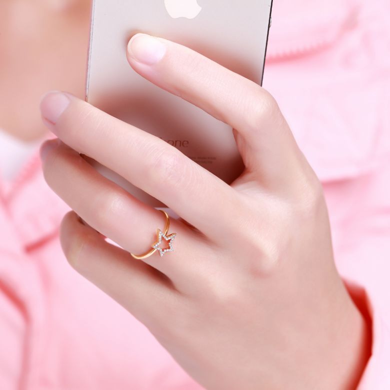 Anello Stellare - Oro Giallo & Diamanti - 5