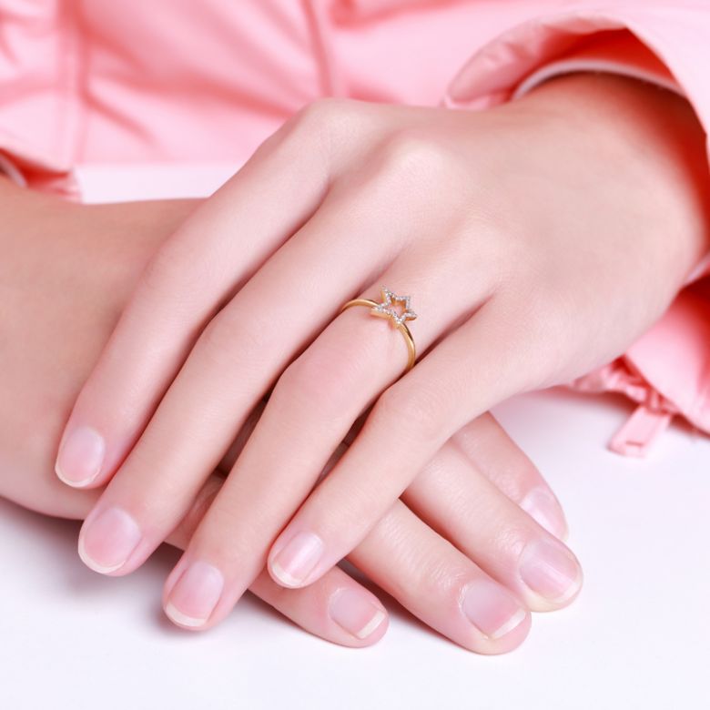 Anello Stellare - Oro Giallo & Diamanti - 2