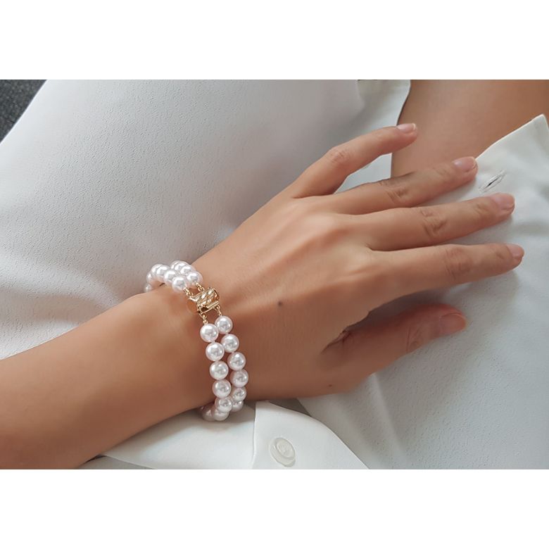Braccialetto A Due Fili Rio - Perle Bianche Akoya Giapponesi 7/7.5mm, AAA - 3