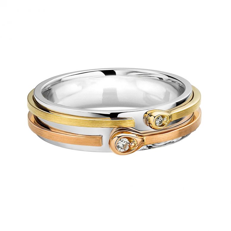 Fede Nuziale Nicole da Donna - Oro Bianco, Giallo e Rosa 18kt - 1