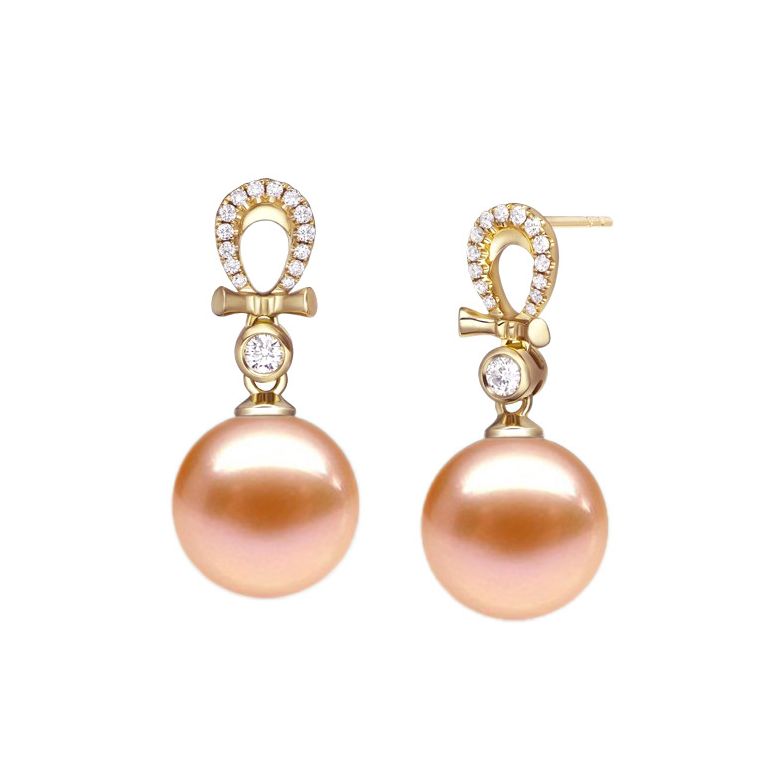 Orecchini Bambouetta - Perle d'Acqua Dolce Bianche, Oro Giallo - 2