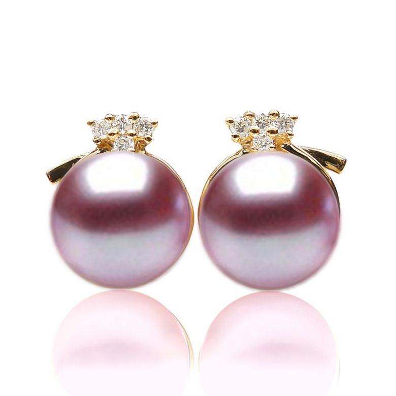 Orecchini A Lobo Signorina - Perle d'Acqua Dolce Bianche, Oro Giallo - 9