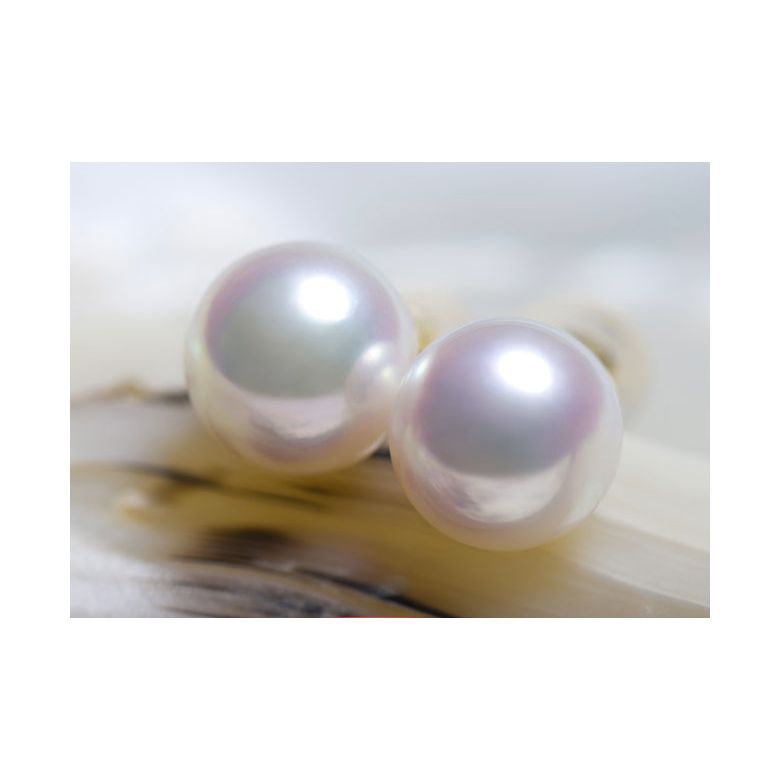 Orecchini A Lobo Kanata - Perle Akoya Bianche 7.5/8mm AAA - Farfalla Oro Giallo - 2