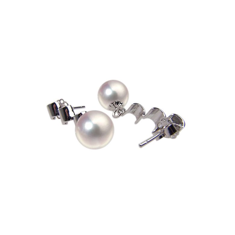 Orecchini Pendenti Alisa - Perle Akoya Bianche 7/7.5mm AAA - Farfalla Oro Bianco - 1