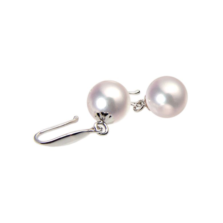 Orecchini Pendenti Reina - Perle Akoya Bianche 7/7.5mm GEMMA - Gancetti Oro Bianco - 1