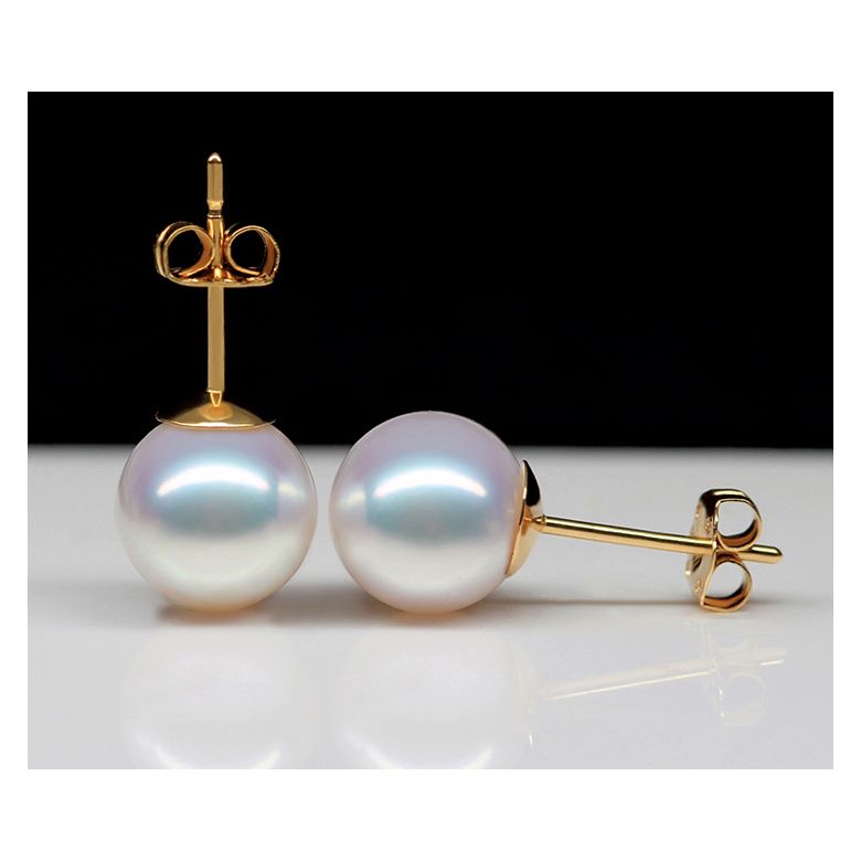 Orecchini A Lobo Becky - Perle Akoya Bianche 7.5/8mm GEMMA - Farfalla Oro Giallo - 2