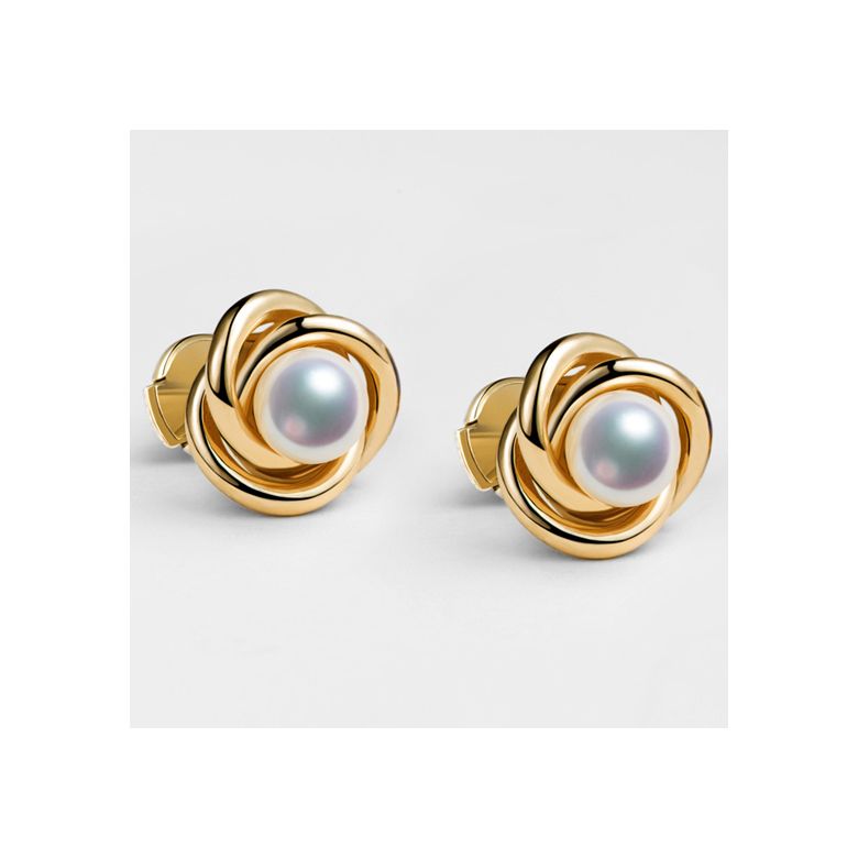 Orecchini Chiyoko - Oro Giallo, Perle Akoya Bianche Giappone - 4