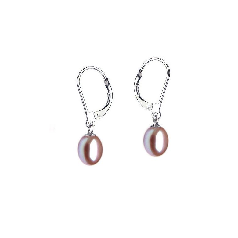 Orecchini Giunone - Perle Acqua Dolce Lavanda, Monachella Oro Bianco - 1