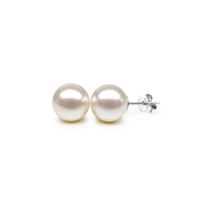 Orecchini Vesta- Perle d'Acqua Dolce Bianche 9/9.5mm AAA - A Lobo Oro Bianco - 1