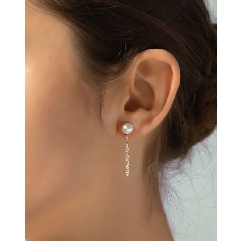 Orecchini Pendenti Rêverie - Oro Giallo, Diamanti & Perle Akoya - 5