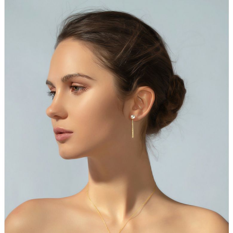 Orecchini Pendenti Rêverie - Oro Giallo, Diamanti & Perle Akoya - 4