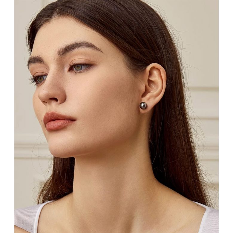 Orecchini a Lobo Sybille - Perle di Tahiti Nere, Oro Bianco - 1