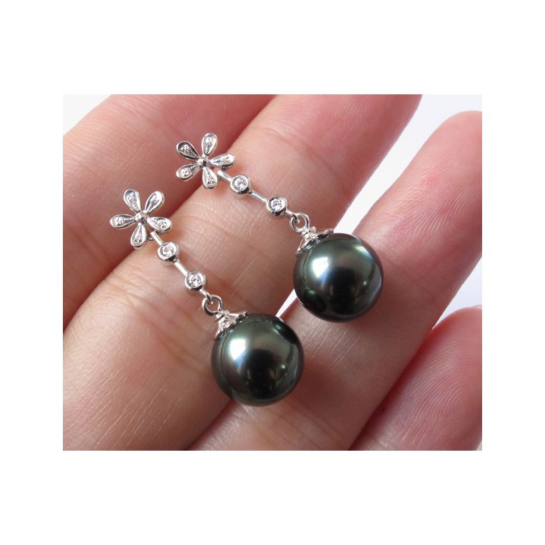 Orecchini Catenelle Nosy Be - Perle di Tahiti, Oro Bianco - 3