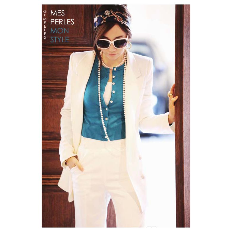 Collana Café Concert  - Perle d'Acqua Dolce Bianche - 7.5/8mm, AAA - 5