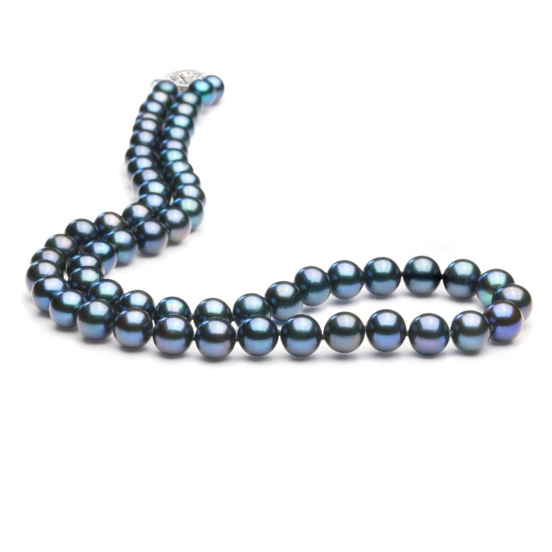Collana Joséphine Baker  - Perle d'Acqua Dolce Nere - 7/7.5mm, AAA - 2